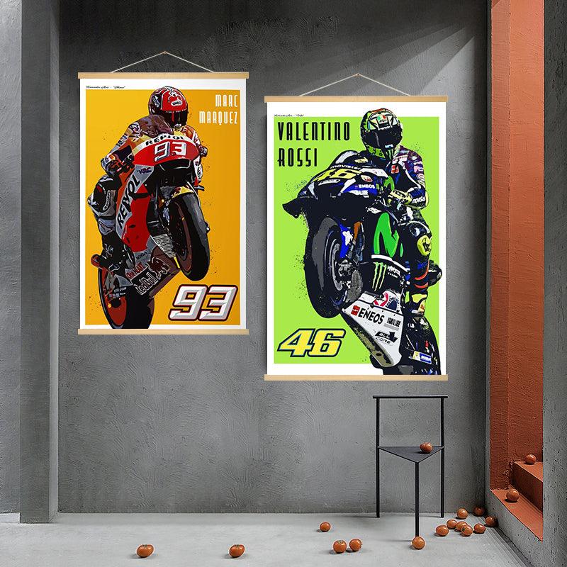 Motorcycle-Themed Scroll Wall Art Decor