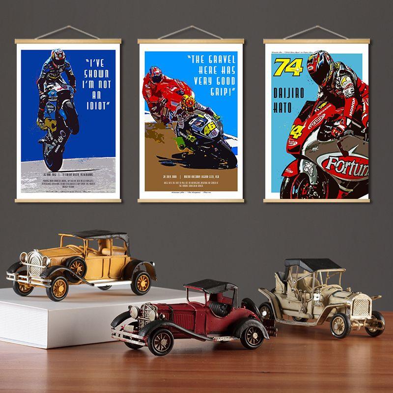 Motorcycle-Themed Scroll Wall Art Decor