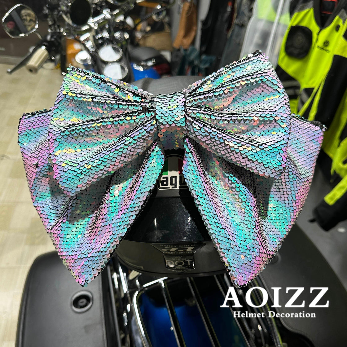 AOIZZ™ Handcrafted Helmet Flip-Color Bow