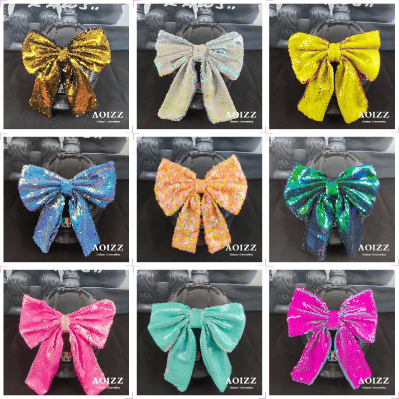 AOIZZ™ Handcrafted Helmet Flip-Color Bow