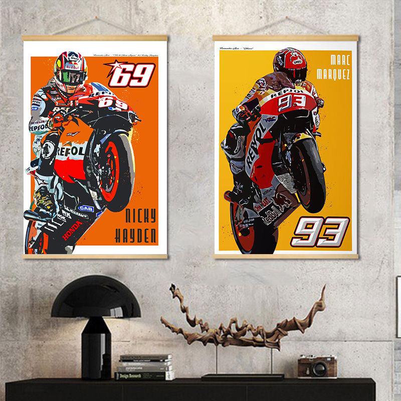 Motorcycle-Themed Scroll Wall Art Decor