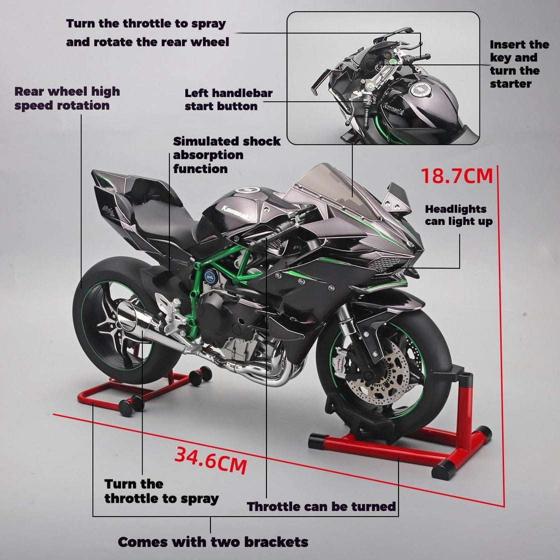 XLG™ 1:6 Kawasaki H2R Sound & Mist Model