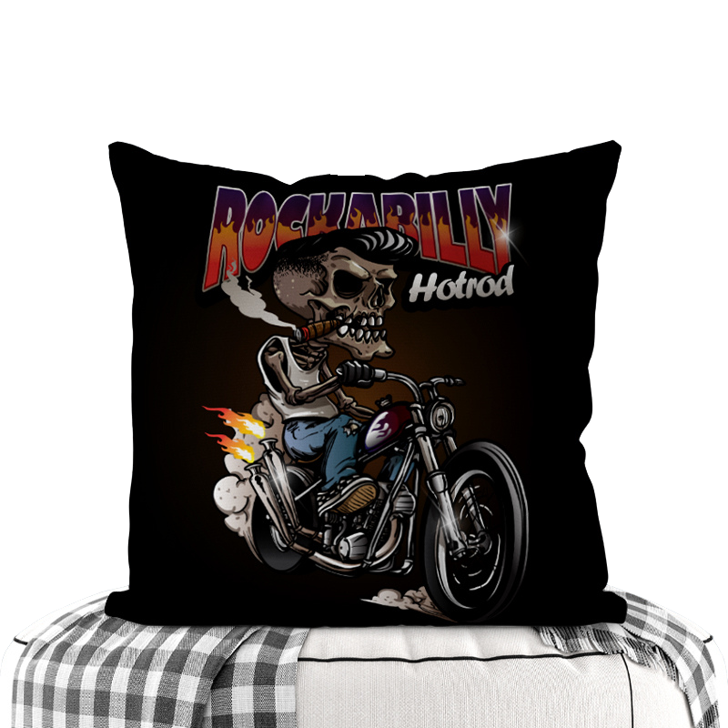 Motorcycle-Themed Double-Sided Square Pillow