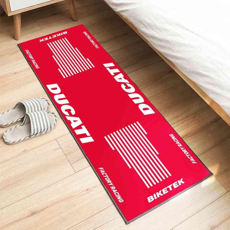 Motorcycle-Themed Carpet Display Mat