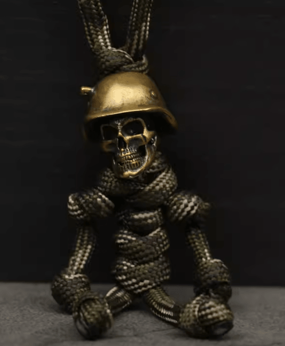 Solid Brass Skull Paratrooper Warrior Motorcycle Keychain