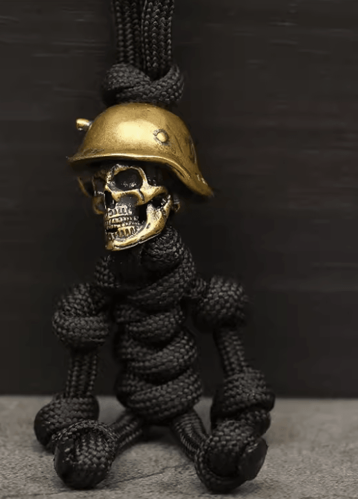 Solid Brass Skull Paratrooper Warrior Motorcycle Keychain