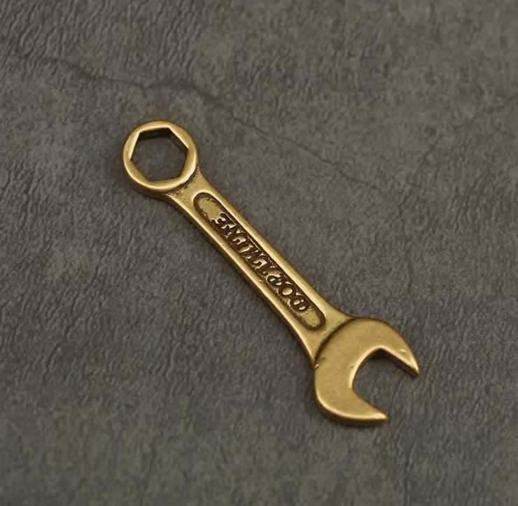 Solid Vintage Brass Wrench Keychain