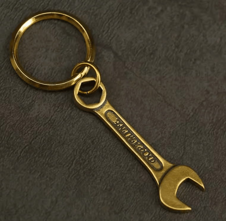 Solid Vintage Brass Wrench Keychain