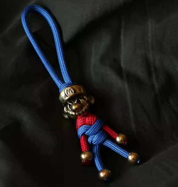 Handcrafted Solid Brass Angry Mario Keychain