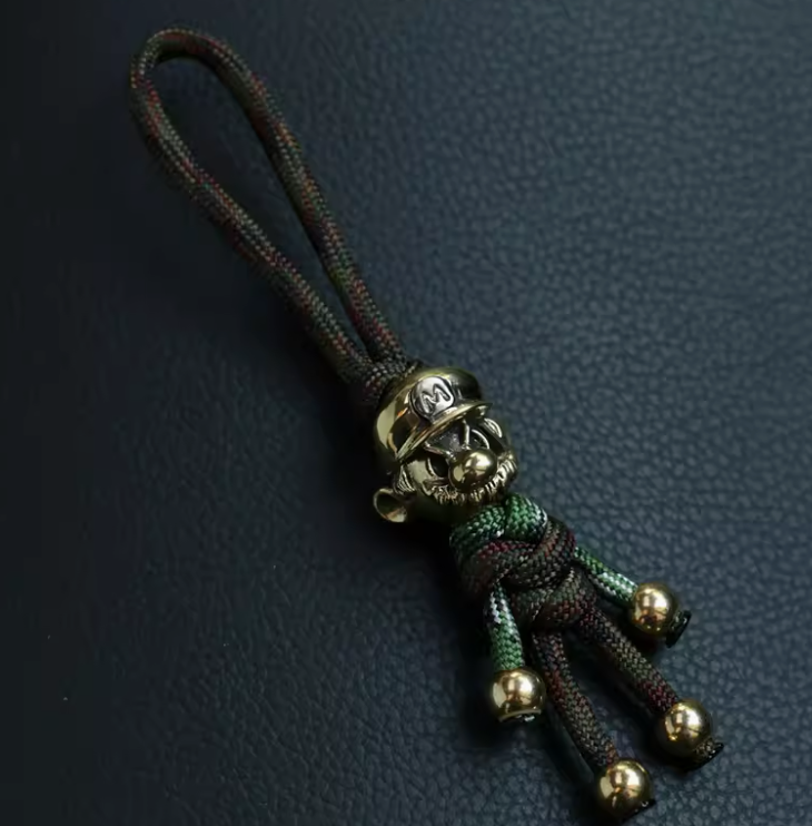 Handcrafted Solid Brass Angry Mario Keychain