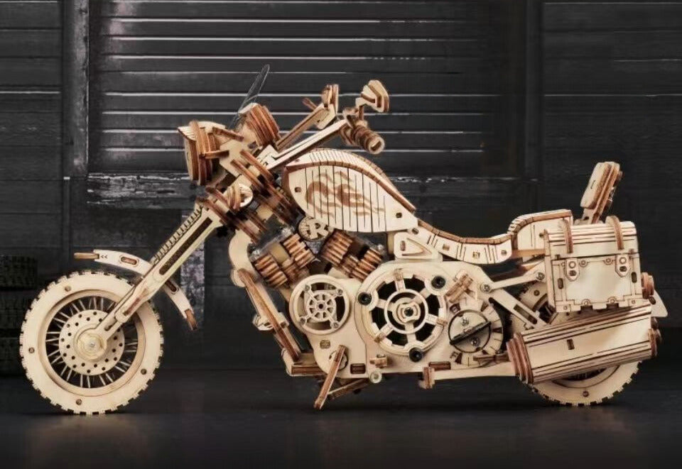 3D Retro Wooden Motorcycle Puzzle Decor