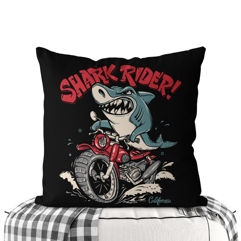 Motorcycle-Themed Double-Sided Square Pillow