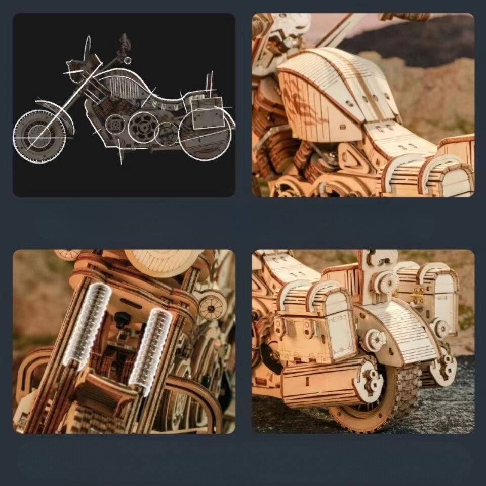 3D Retro Wooden Motorcycle Puzzle Decor