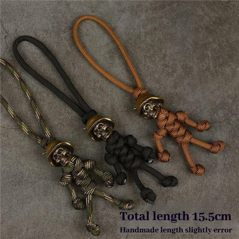 Solid Brass Skull Paratrooper Warrior Motorcycle Keychain