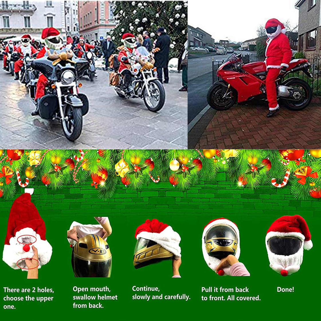 Santa Claus Hat Motorcycle Helmet Cover