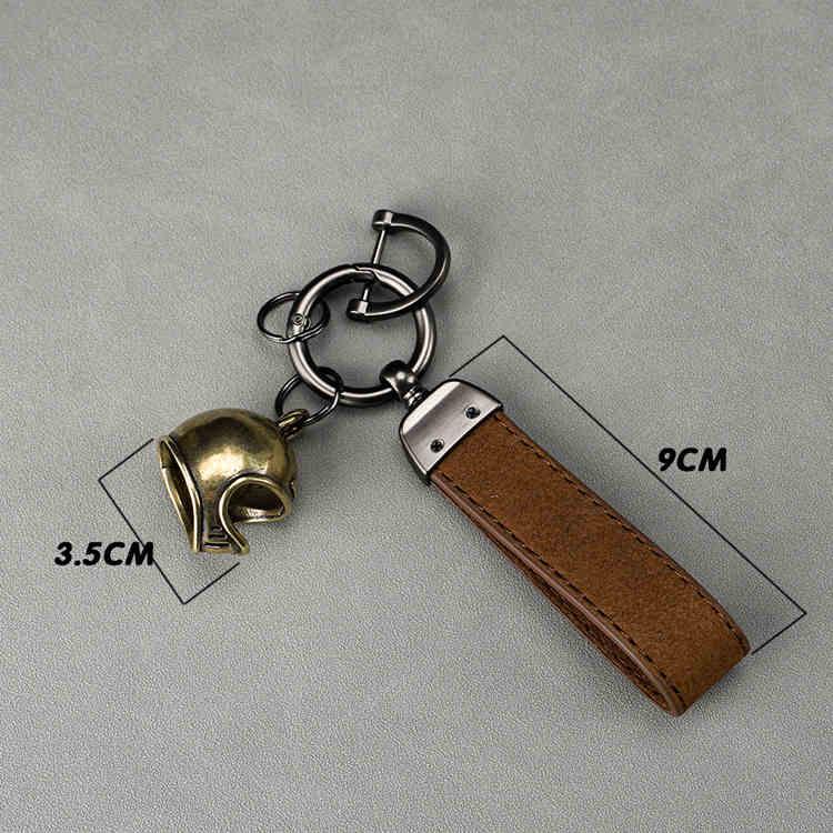 Vintage Harley Rider Brass Helmet Keychain