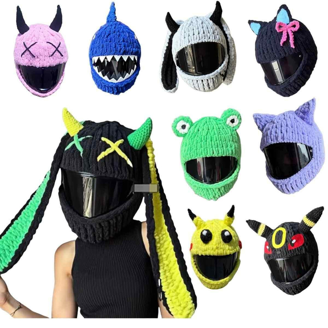 Handmade Knitted Cartoon Cover for Motorcycle Helmet