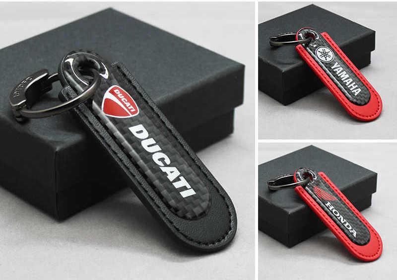 Motorcycle Carbon Fiber Leather Keychain