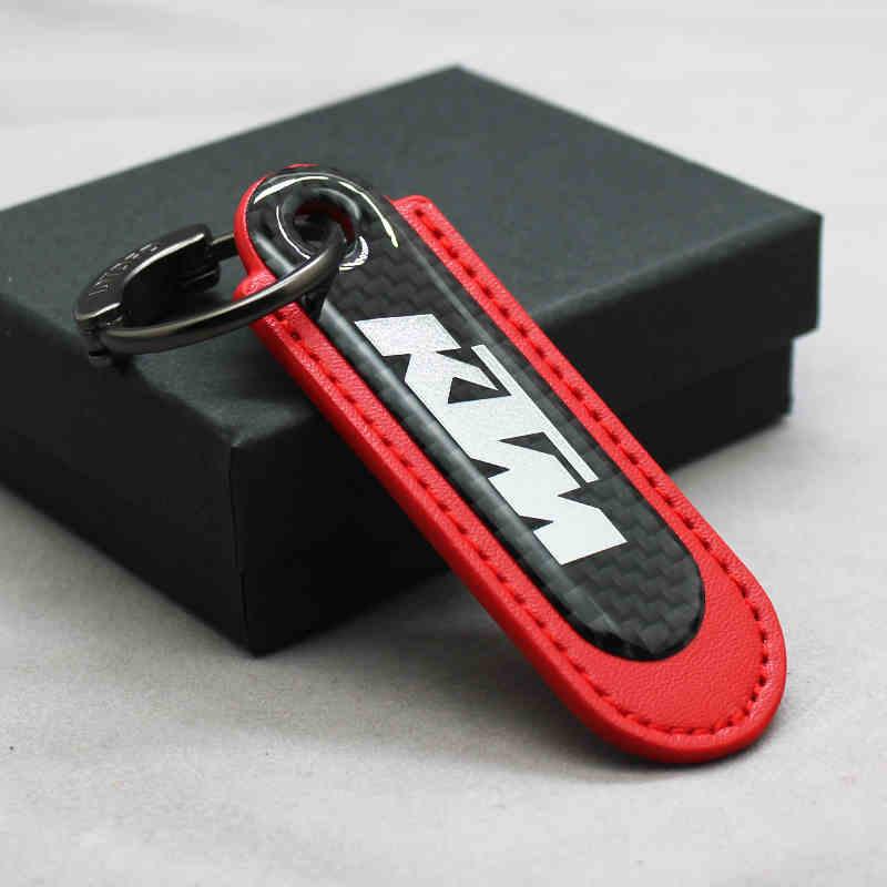 Motorcycle Carbon Fiber Leather Keychain