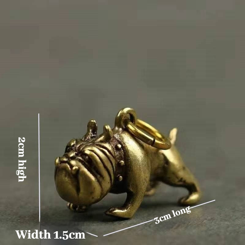 Solid Brass Bulldog Keychain