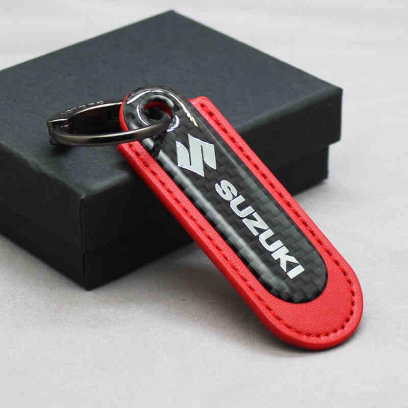 Motorcycle Carbon Fiber Leather Keychain