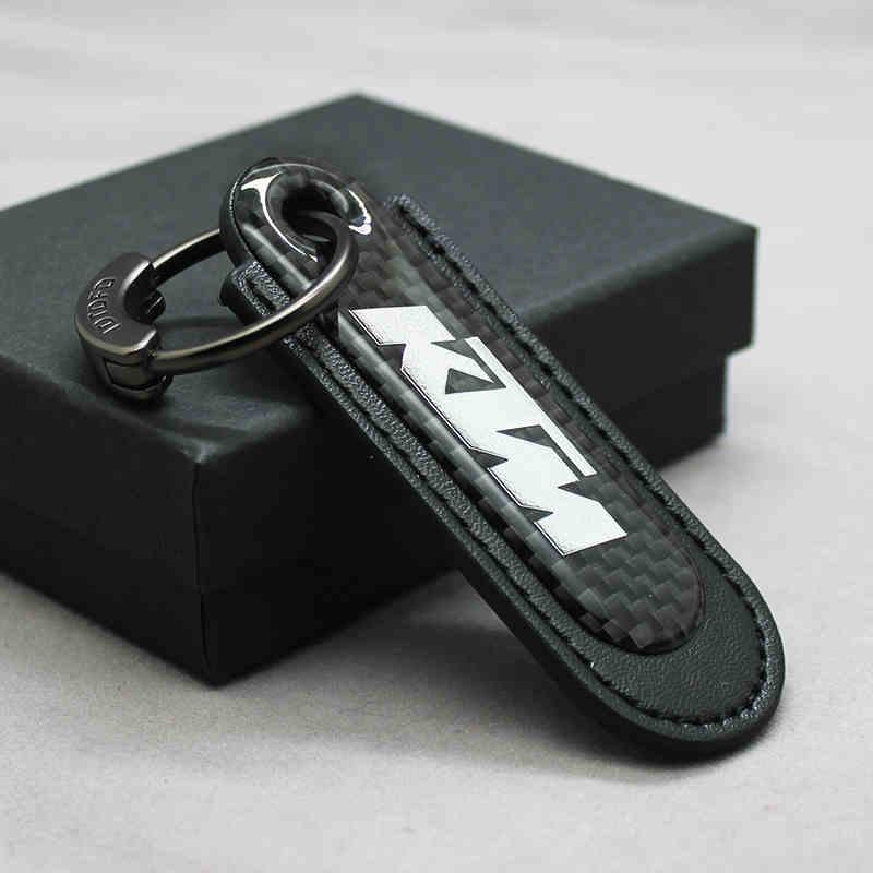 Motorcycle Carbon Fiber Leather Keychain