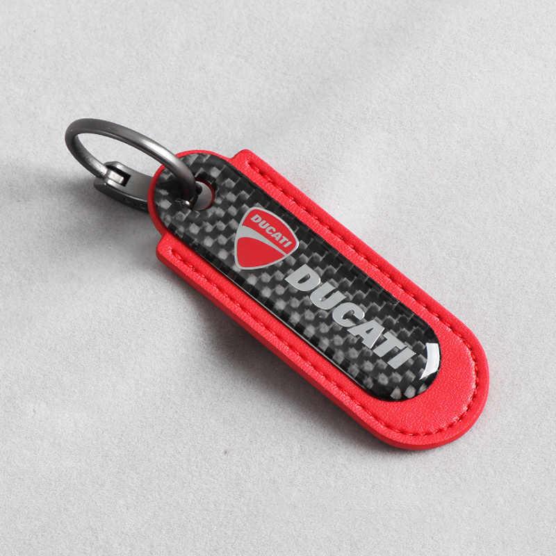 Motorcycle Carbon Fiber Leather Keychain