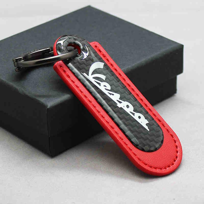 Motorcycle Carbon Fiber Leather Keychain