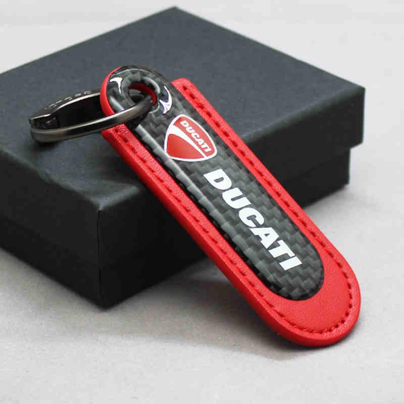 Motorcycle Carbon Fiber Leather Keychain