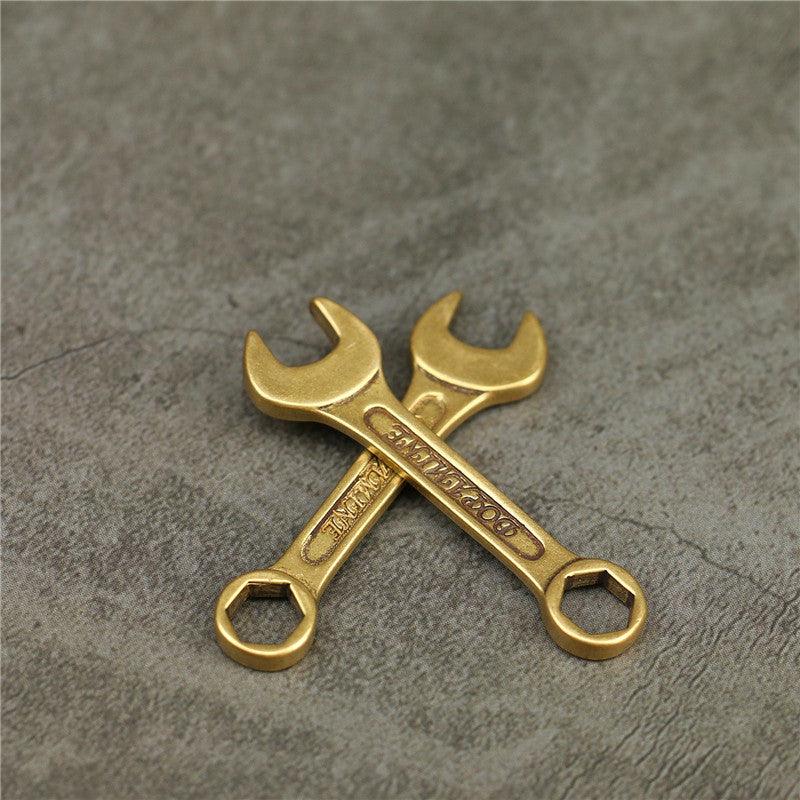 Solid Vintage Brass Wrench Keychain