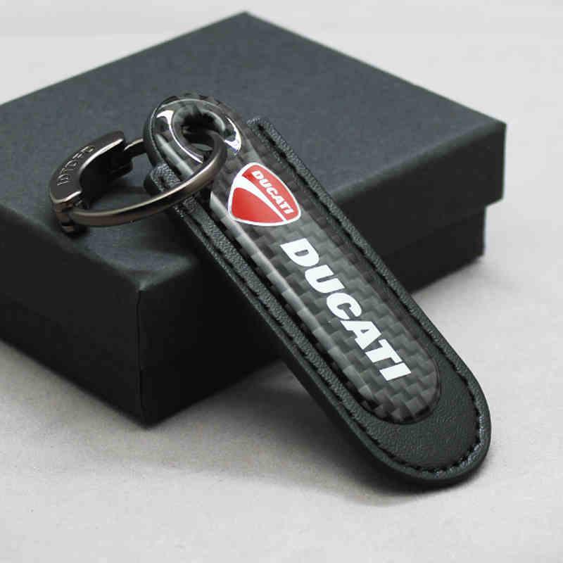 Motorcycle Carbon Fiber Leather Keychain