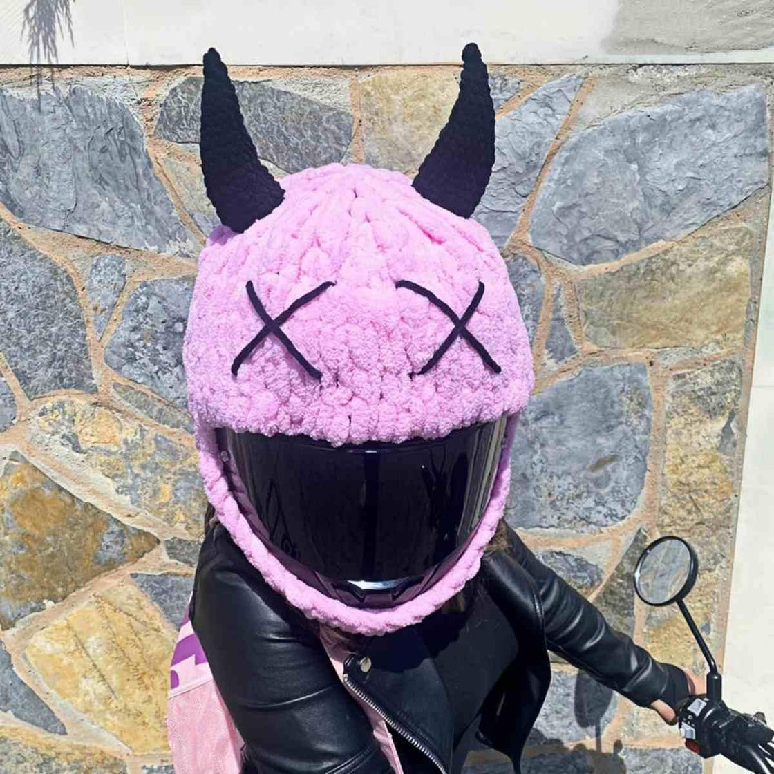 Handmade Knitted Cartoon Cover for Motorcycle Helmet