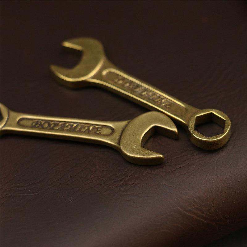 Solid Vintage Brass Wrench Keychain