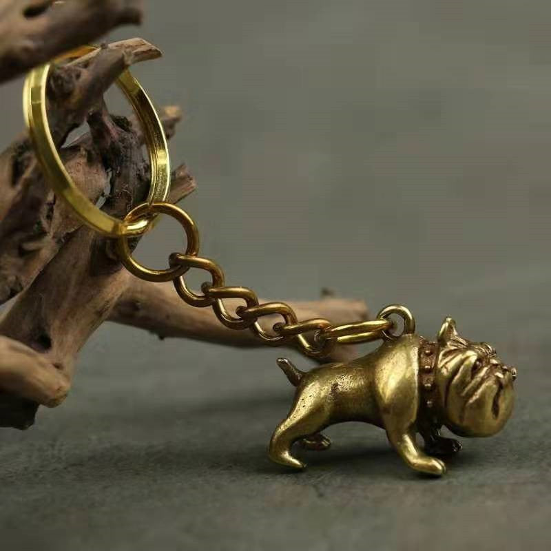 Solid Brass Bulldog Keychain