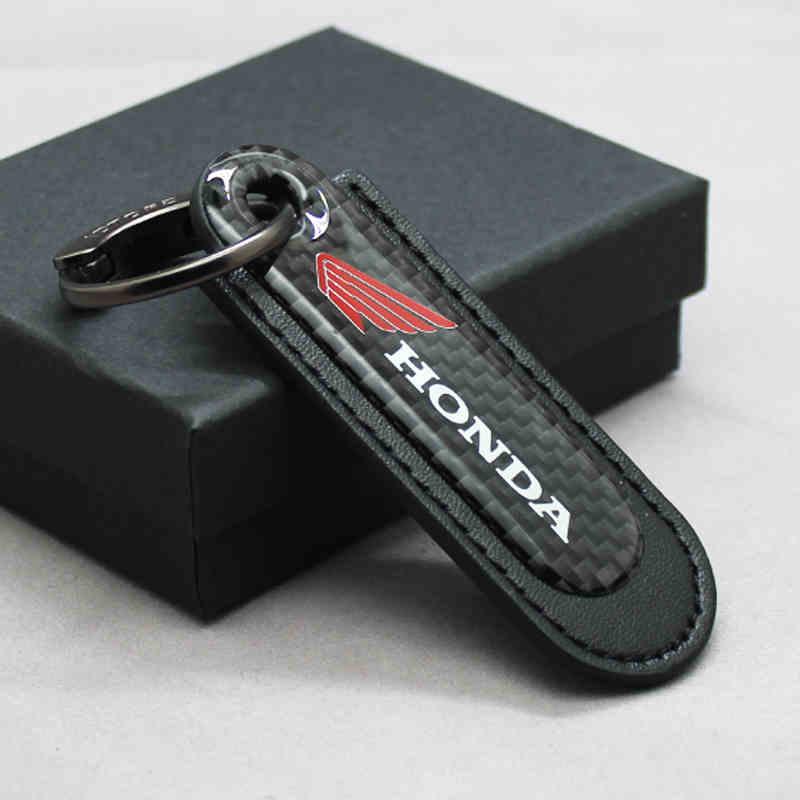 Motorcycle Carbon Fiber Leather Keychain