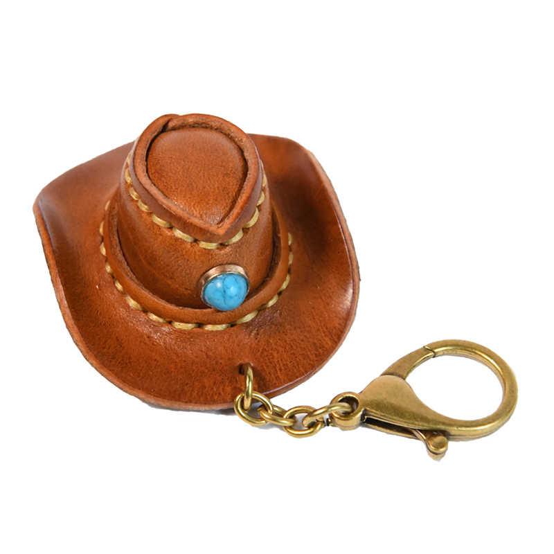 Handmade Genuine Leather Western Cowboy Hat Keychain