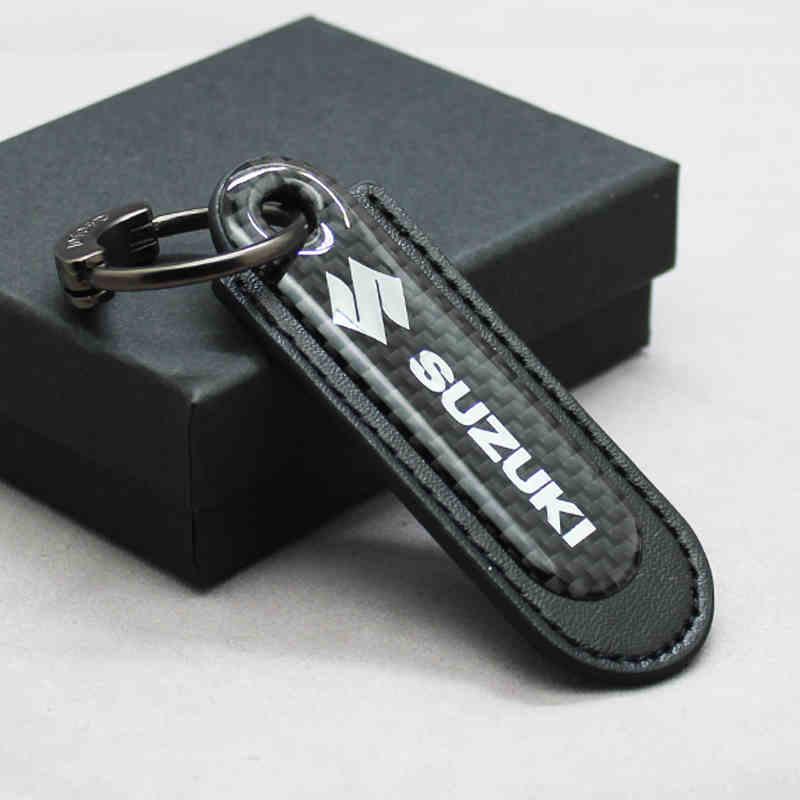 Motorcycle Carbon Fiber Leather Keychain