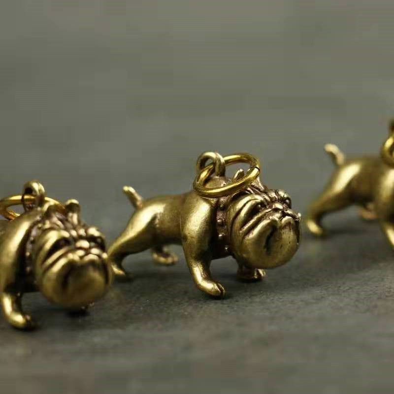 Solid Brass Bulldog Keychain