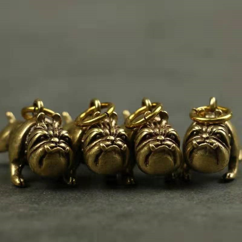 Solid Brass Bulldog Keychain