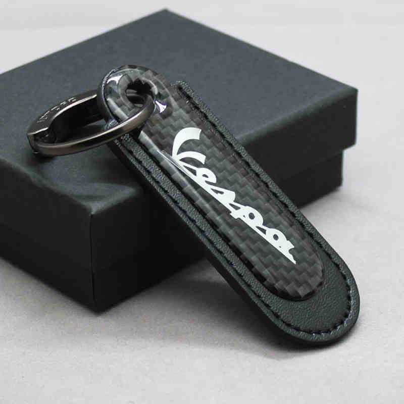 Motorcycle Carbon Fiber Leather Keychain