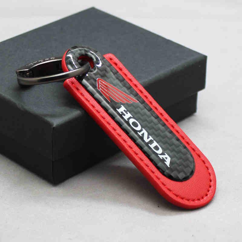 Motorcycle Carbon Fiber Leather Keychain