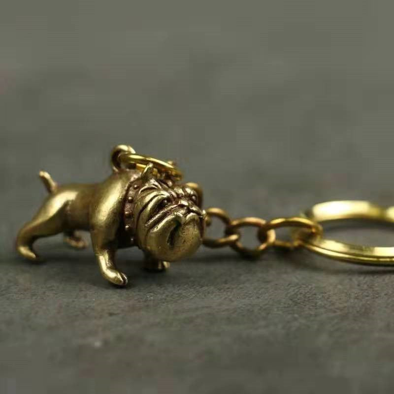 Solid Brass Bulldog Keychain