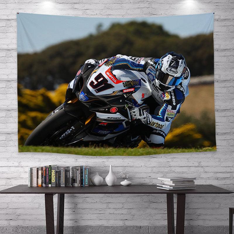 Motorcycle Rider Themed Wall Tapestry