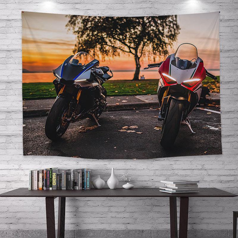 Motorcycle Rider Themed Wall Tapestry