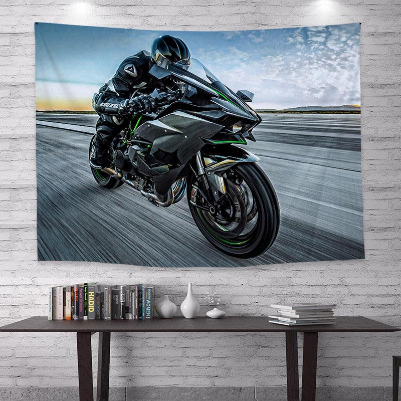 Motorcycle Rider Themed Wall Tapestry