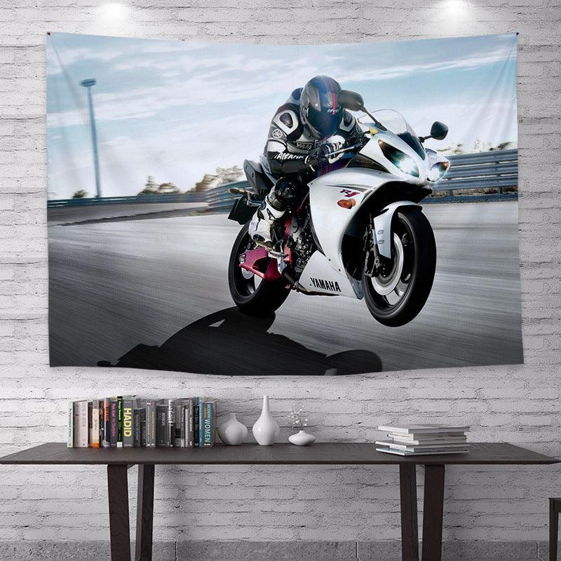 Motorcycle Rider Themed Wall Tapestry