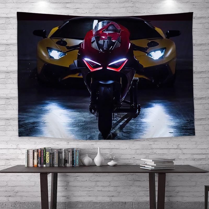 Motorcycle Rider Themed Wall Tapestry