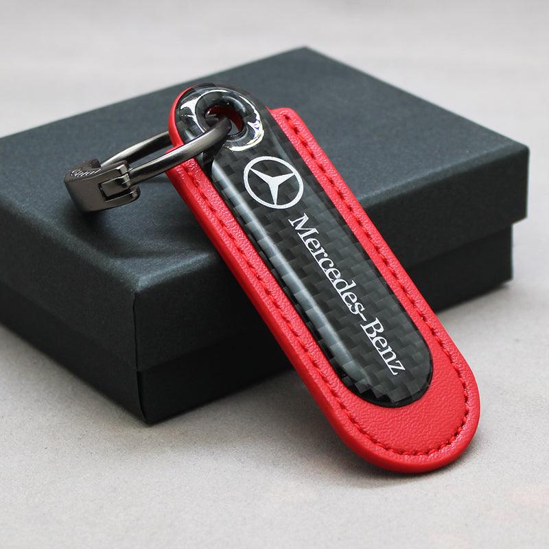 Motorcycle Carbon Fiber Leather Keychain