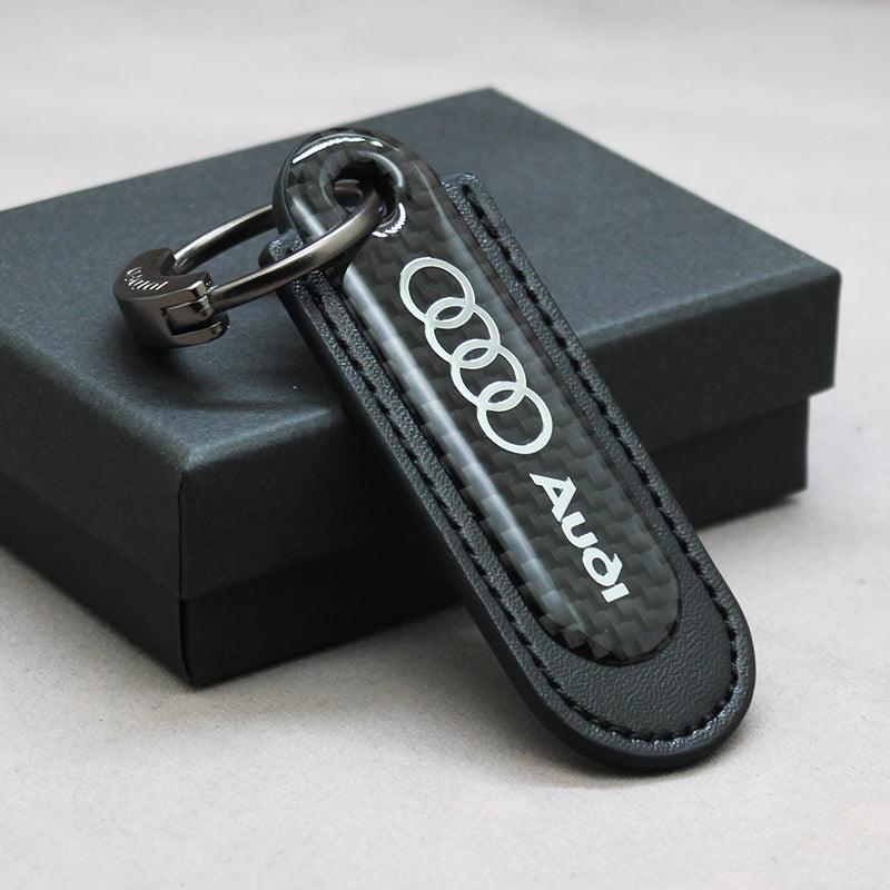 Motorcycle Carbon Fiber Leather Keychain