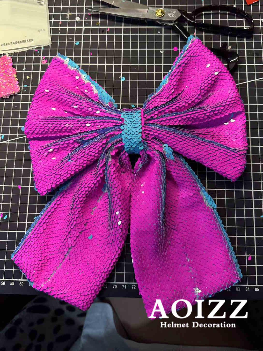 AOIZZ™ Handcrafted Helmet Flip-Color Bow